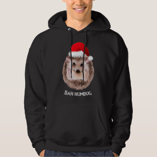 Cute Hedgehog Christmas Santa Hat Bah Humbug Hoodie
