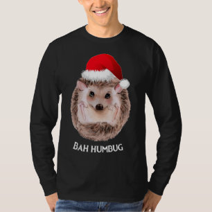 Cute Hedgehog Christmas Santa Hat Bah Humbug T-Shirt