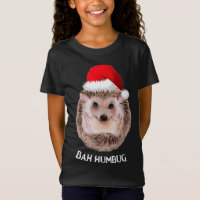Cute Hedgehog Christmas Santa Hat Bah Humbug