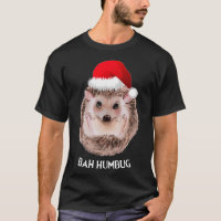 Cute Hedgehog Christmas Santa Hat Bah Humbug