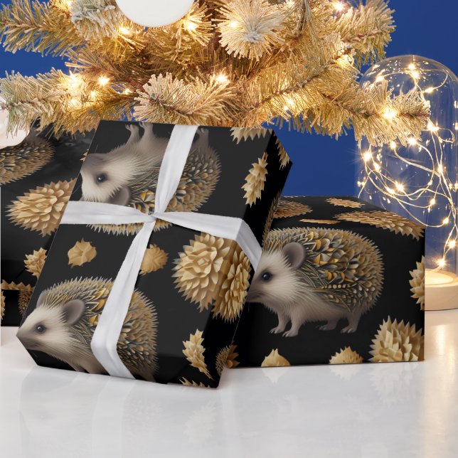 Cute Hedgehog Colourful  Wrapping Paper (Holidays)