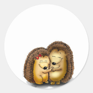 Cute Hedgehog Couple - Mr. and Mrs. Customise Classic Round Sticker