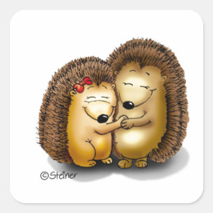Cute Hedgehog Couple - Mr. and Mrs. Customise Square Sticker