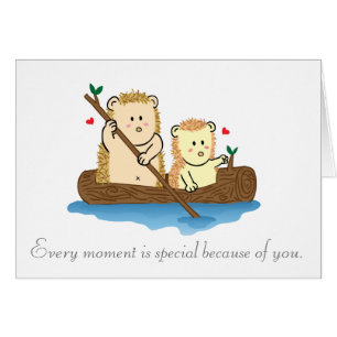 Cute Hedgehog couple sailing on wooden boat