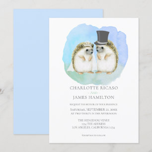 Cute Hedgehog Couple Wedding Personalised Invitation