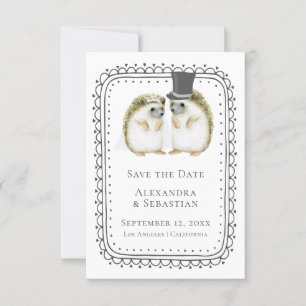 Cute Hedgehog Couple Wedding Save The Date