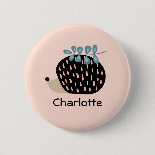 Cute Hedgehog Custom Name Personalised Kids 6 Cm Round Badge