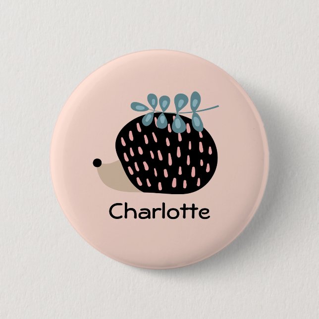 Cute Hedgehog Custom Name Personalised Kids  6 Cm Round Badge (Front)