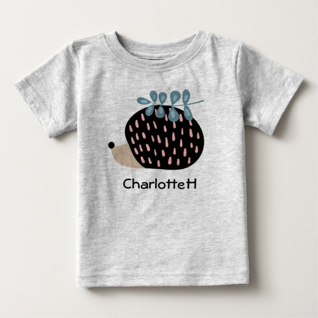 Cute Hedgehog Custom Name Personalised T-Shirt (Front)