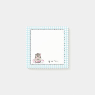 Cute Hedgehog Custom Text Blue Post-it Notes