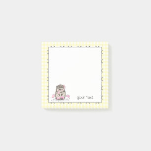 Cute Hedgehog Custom Text Yellow Notes