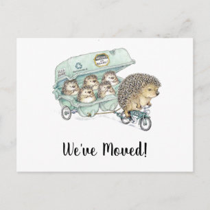 Cute Hedgehog Family We've Moved Postcard