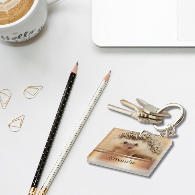Cute Hedgehog Faux Rose Gold Keychain (Creator Uploaded)