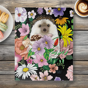 Cute Hedgehog Flowers Jigsaw Puzzle