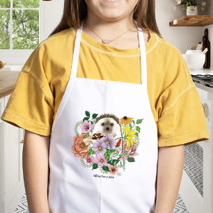 Cute Hedgehog Flowers Kids Apron