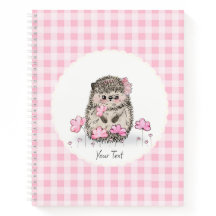 Cute Hedgehog Flowers Pink Pattern 