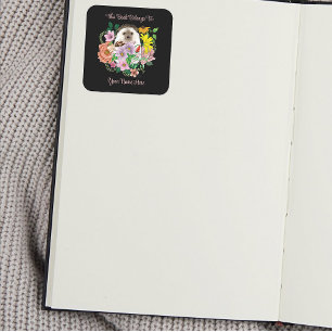 Cute Hedgehog Flowers Square Sticker