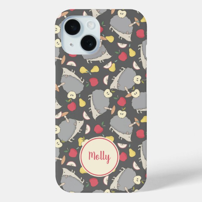 Cute Hedgehog Fruit Pattern Personalised Case-Mate iPhone Case (Back)