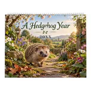 Cute Hedgehog Garden Through the Seasons Calendar