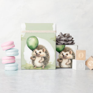 Cute Hedgehog Gender Neutral Birthday Wrapping Paper