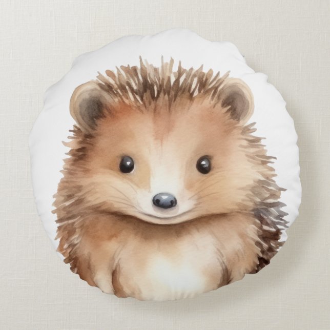 Cute Hedgehog! Gender neutral custom Round Cushion (Back)