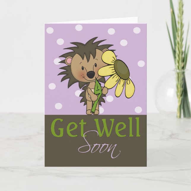 Cute Hedgehog, Get Well Soon Card (Front)