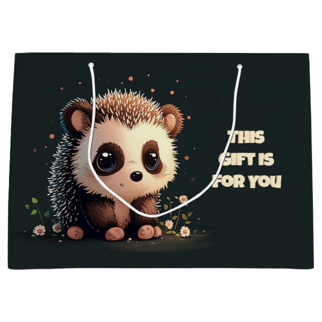 Cute Hedgehog Gift Bag - Adorable Kawaii Art (Front)