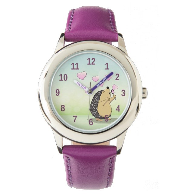 Cute Hedgehog | Girls Numbers  Watch (Front)