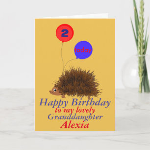 Cute hedgehog Granddaughter birthday add name age Card