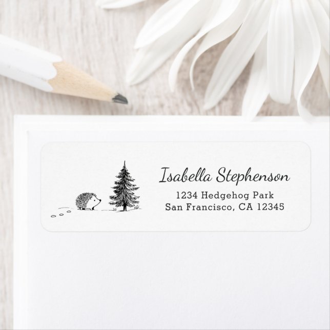 Cute Hedgehog Hand Drawn Whimsical Return Address (Insitu)