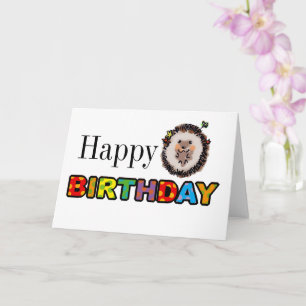 cute hedgehog happy birthday card