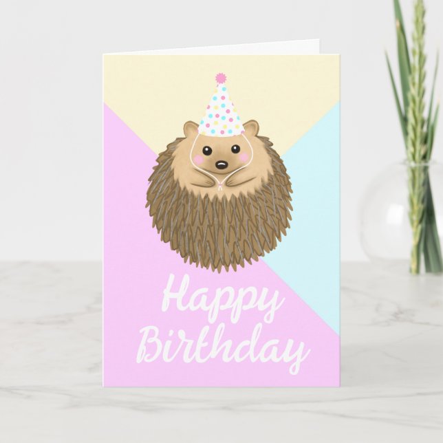 Cute Hedgehog Happy Birthday Card (Front)