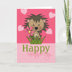 Cute Hedgehog, Happy Valentines Day Holiday Card