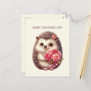 Cute hedgehog Happy Valentine's Day kids Holiday Postcard