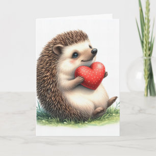 Cute Hedgehog Heart Valentine's Day Holiday Card