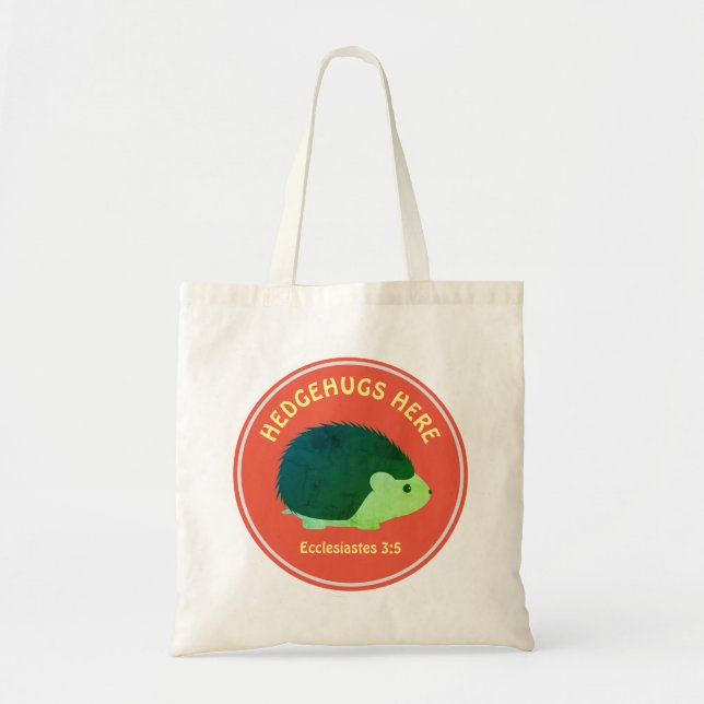 Cute Hedgehog | HEDGEHUGS HERE Customisable Text Tote Bag (Front)