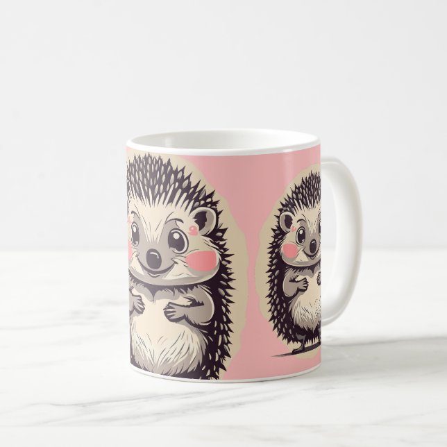 Cute Hedgehog Hedgie Custom Text Coffee Mug (Front Right)