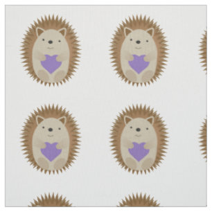 Cute Hedgehog Holidng a Purple Heart Fabric