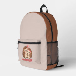 Cute Hedgehog Hugs Printed Backpack