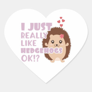 Cute Hedgehog I Just Really Like Hedgehogs OK? Heart Sticker