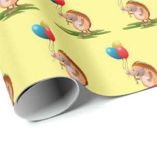 Cute Hedgehog Igele Birthday Gift Wrapping Paper
