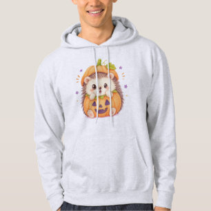 Cute Hedgehog in Pumpkin Costume Halloween Illustr Hoodie
