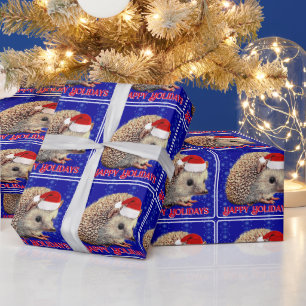 Cute Hedgehog in Santa Hat Wrapping Paper