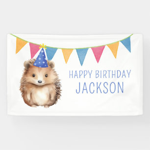 Cute hedgehog, kids birthday party  banner