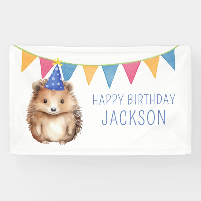Cute hedgehog, kids birthday party  banner (Horizontal)