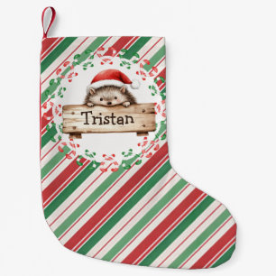 Cute Hedgehog Kids name  Small Christmas Stocking