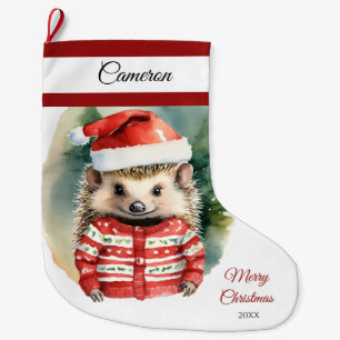 Cute Hedgehog Large Christmas Stocking