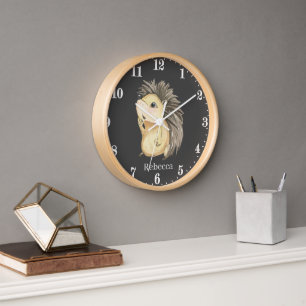 cute hedgehog lovers add name clock
