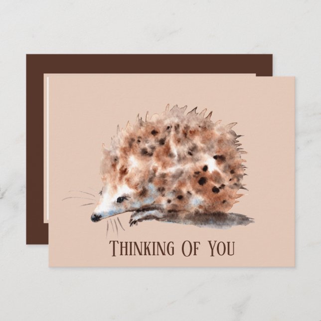 cute hedgehog lovers add sentiment thinking you card (Front/Back)