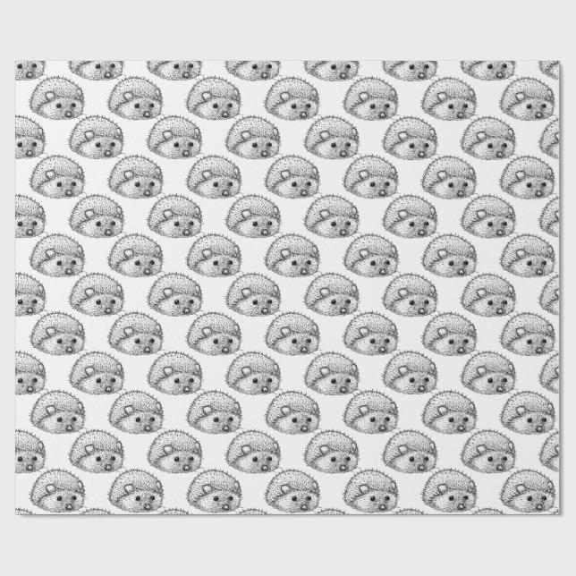 Cute Hedgehog Matte Wrapping Paper, 30 in x 6 ft Wrapping Paper (Flat)